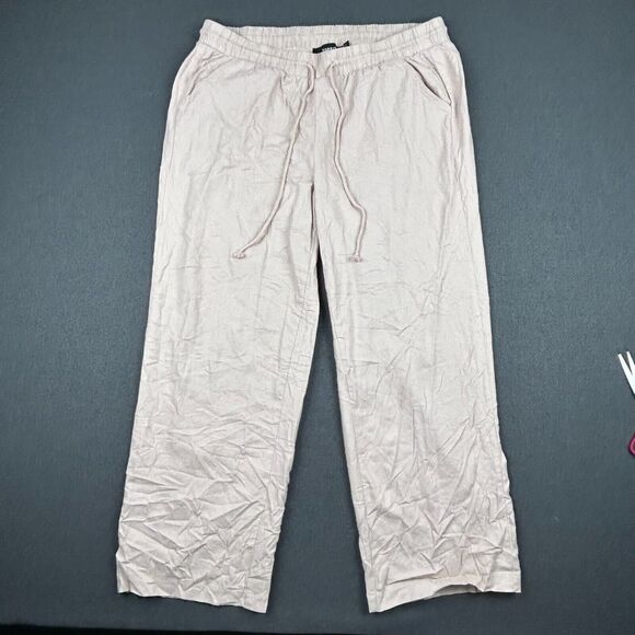 Torrid Pants Womens 2R Pull-On Wide Leg‎ Stretch Linen High Rise Mushroom - Picture 1 of 11